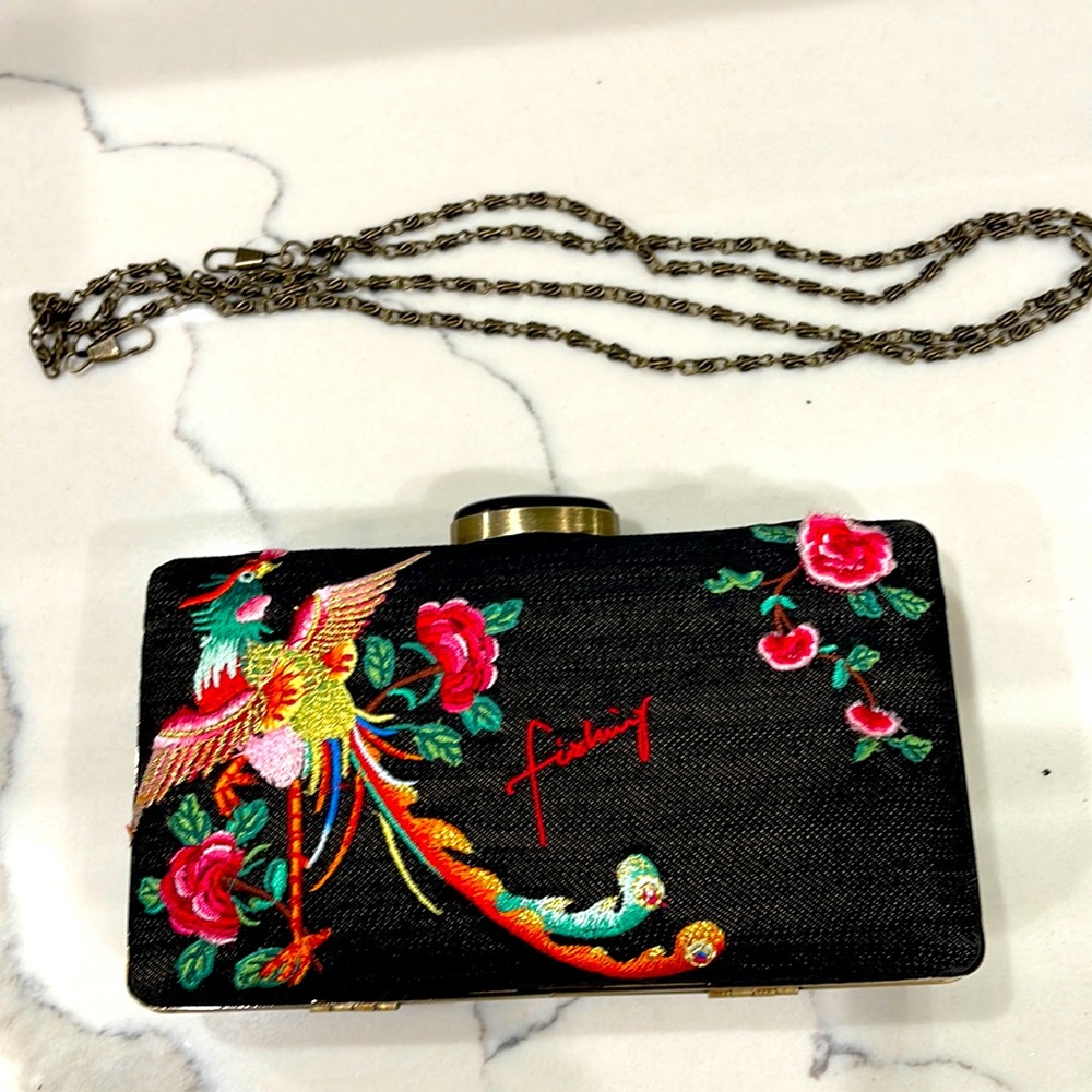 Fishing mini hand bag with stitch work
